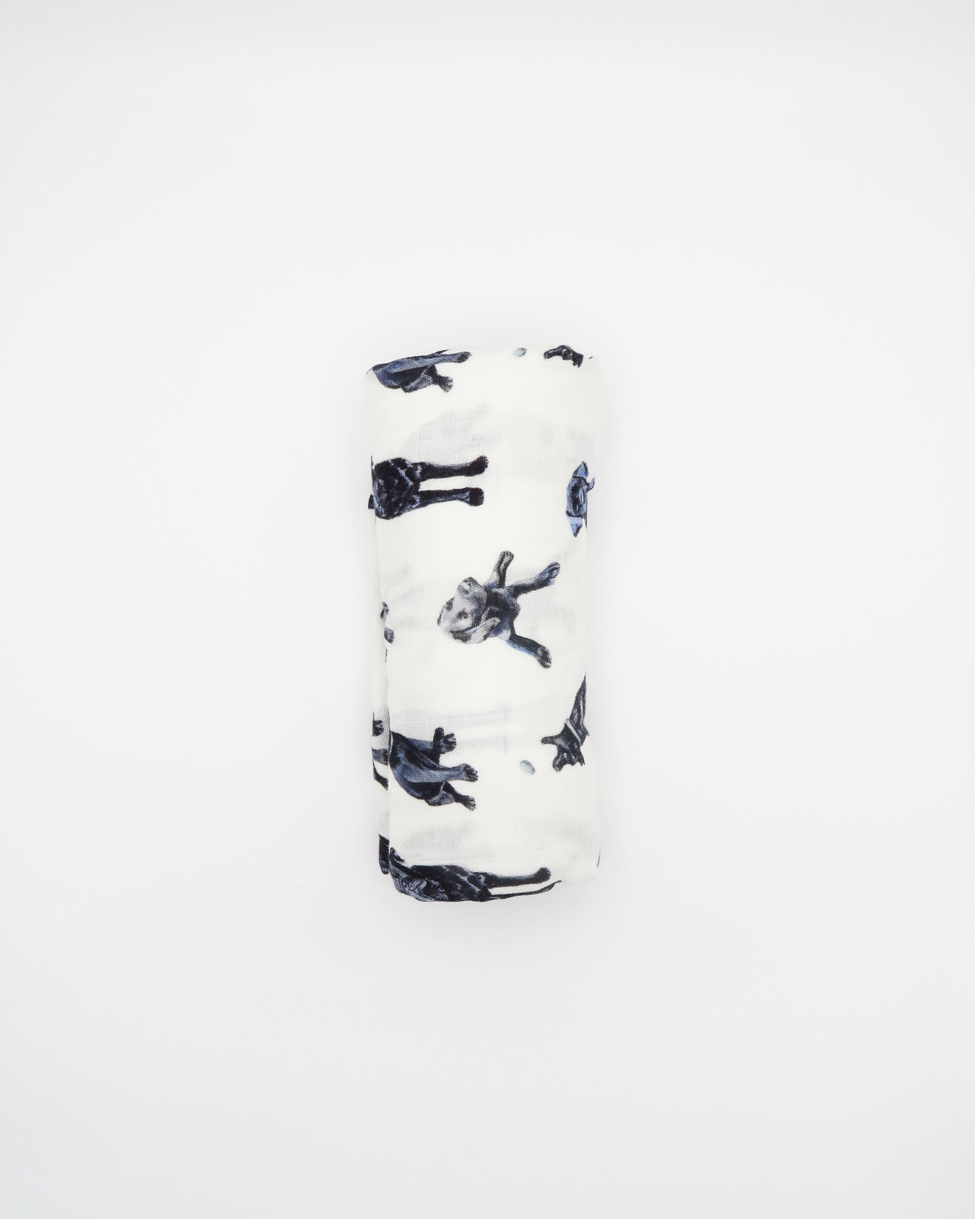 Black Labs print swaddle blanket for babies, featuring a hand-painted Black Lab design on a soft organic cotton and bamboo swaddle, perfect for newborns