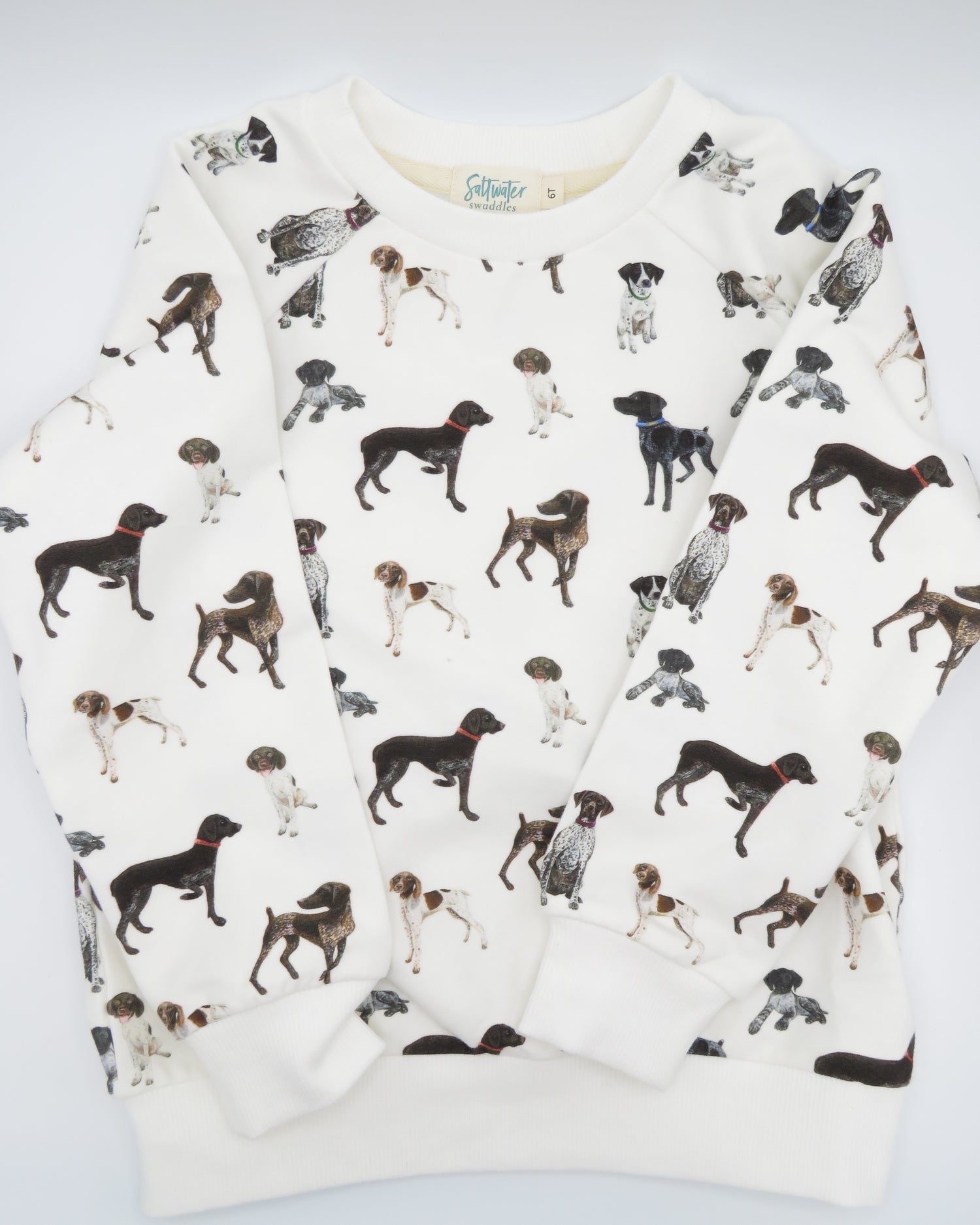 German Shorthaired Pointer print drop sleeve sweatshirt for kids in soft, comfy fabric