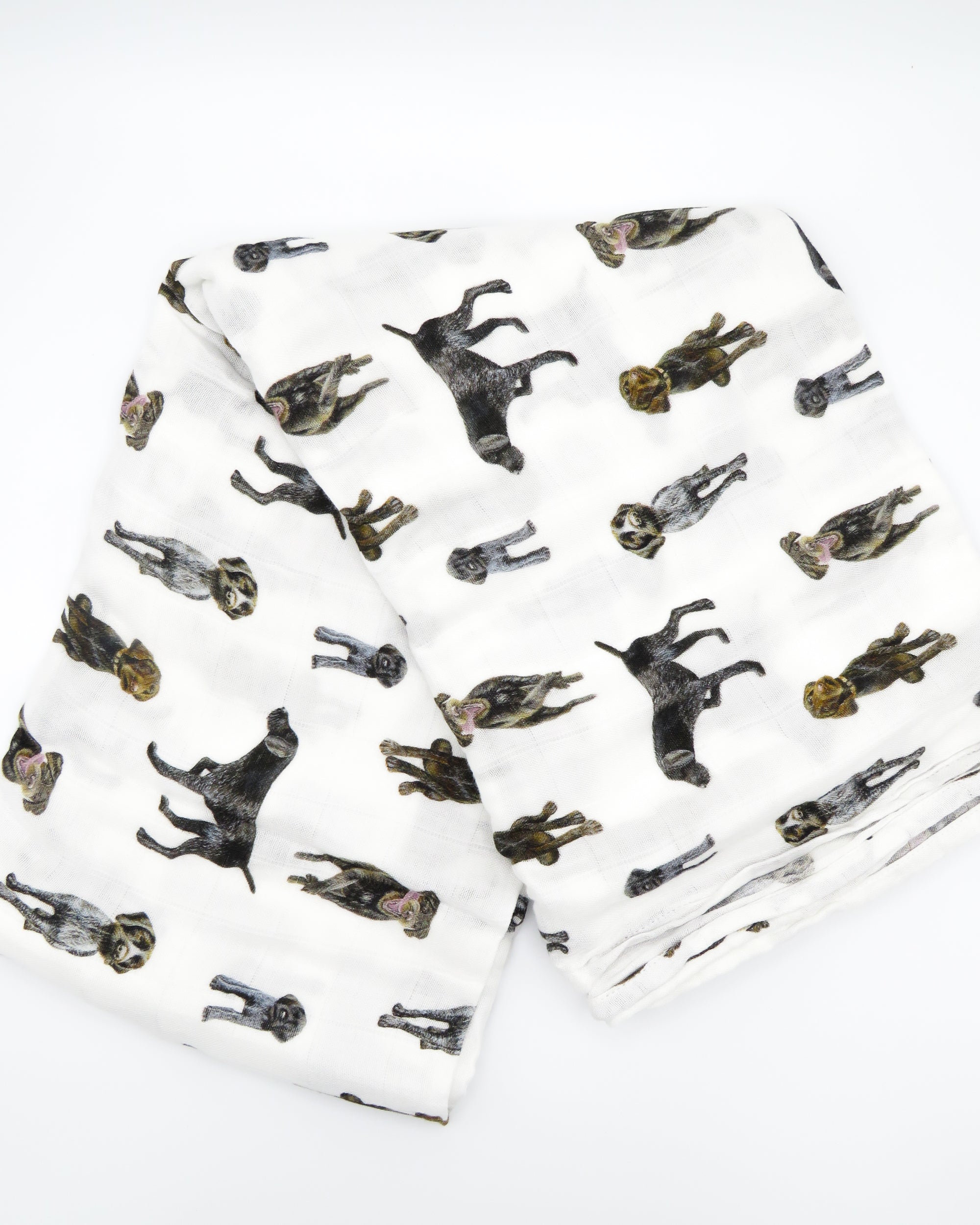 Unisex baby swaddle blanket featuring German Wirehaired Pointers printed on soft white fabric, ideal for newborn comfort and nursery use