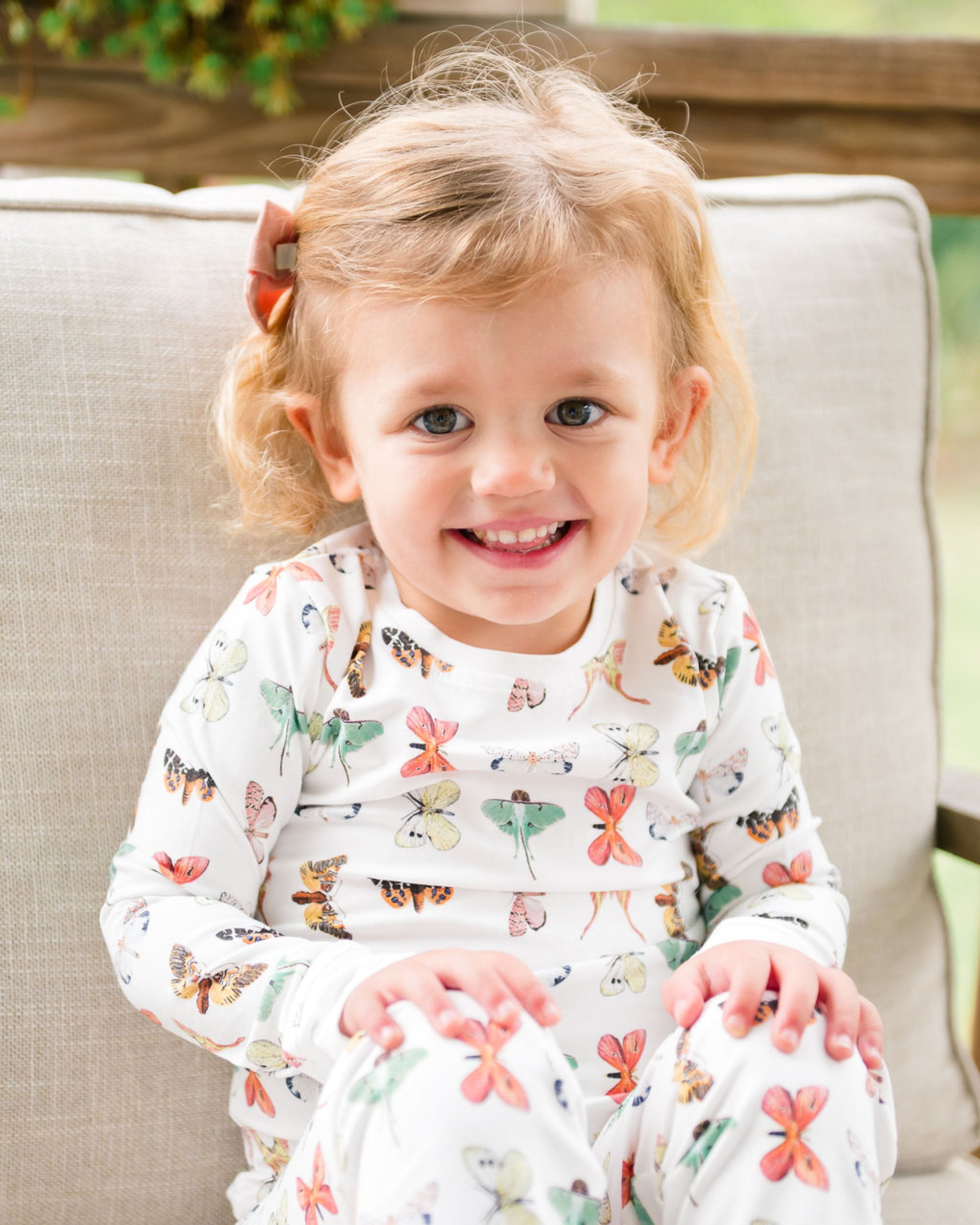 Two-piece children’s pajama set featuring butterfly design