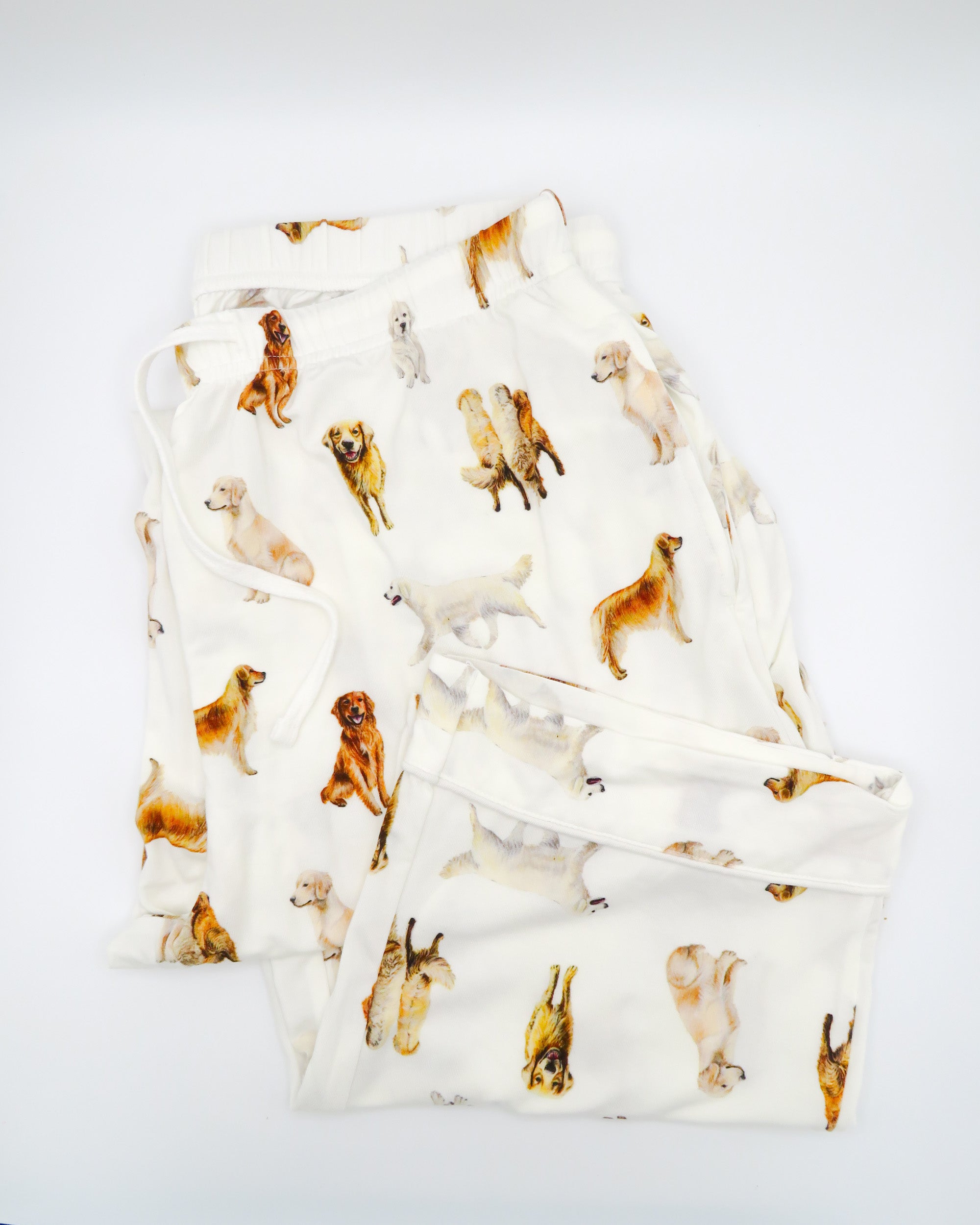 Unisex loungewear pants featuring golden retriever dog pattern perfect for dog lovers
