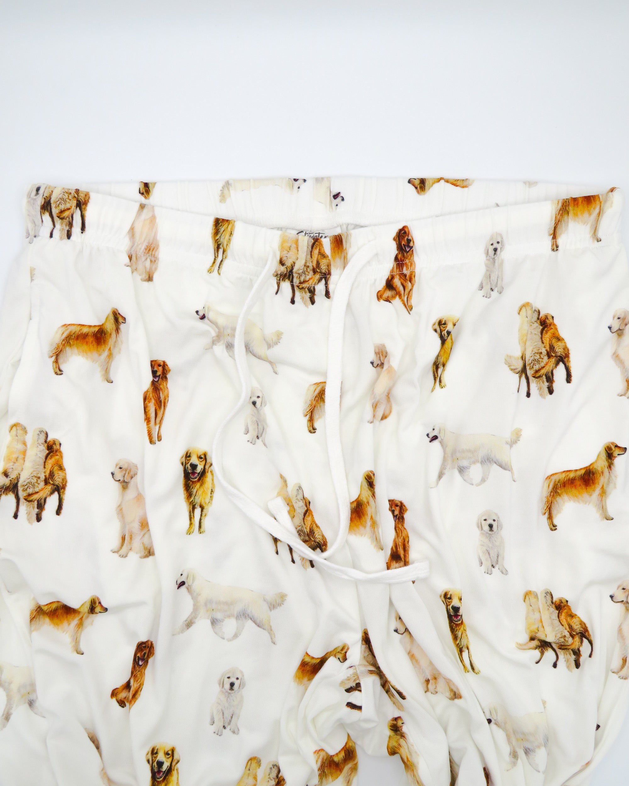 Unisex loungewear pants featuring golden retriever dog pattern perfect for dog lovers