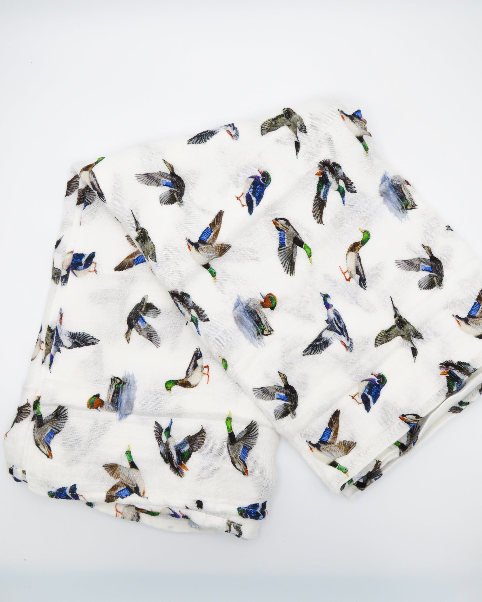 Soft duck print swaddle baby blanket made from breathable fabric. Perfect for first moments and nursery use.