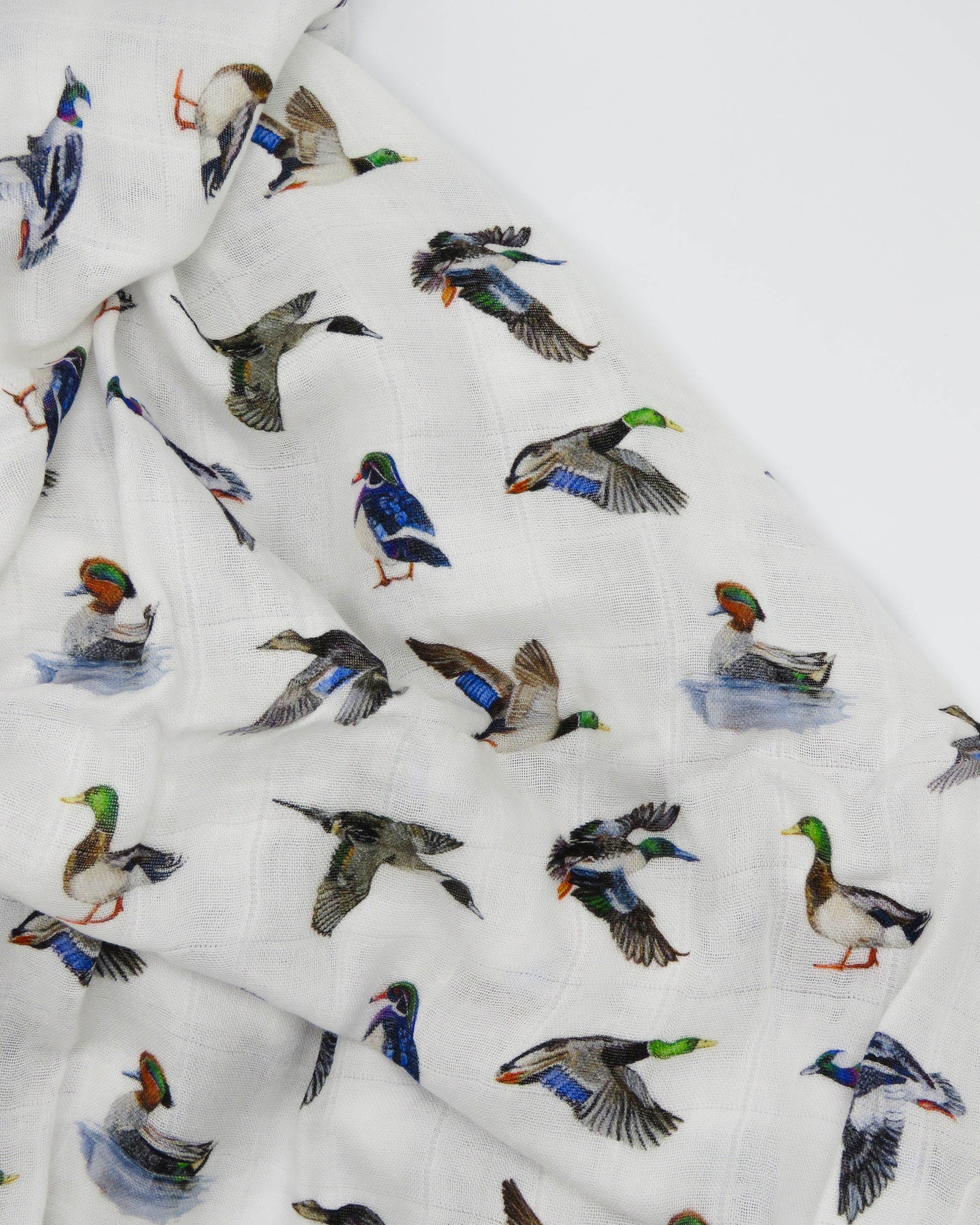 Soft duck print swaddle baby blanket made from breathable fabric. Perfect for first moments and nursery use.