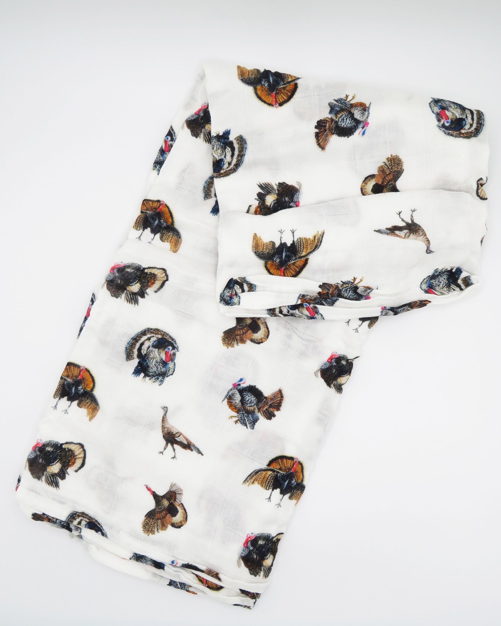 Soft and comfy turkey trot print baby blanket made from organic cotton and bamboo.