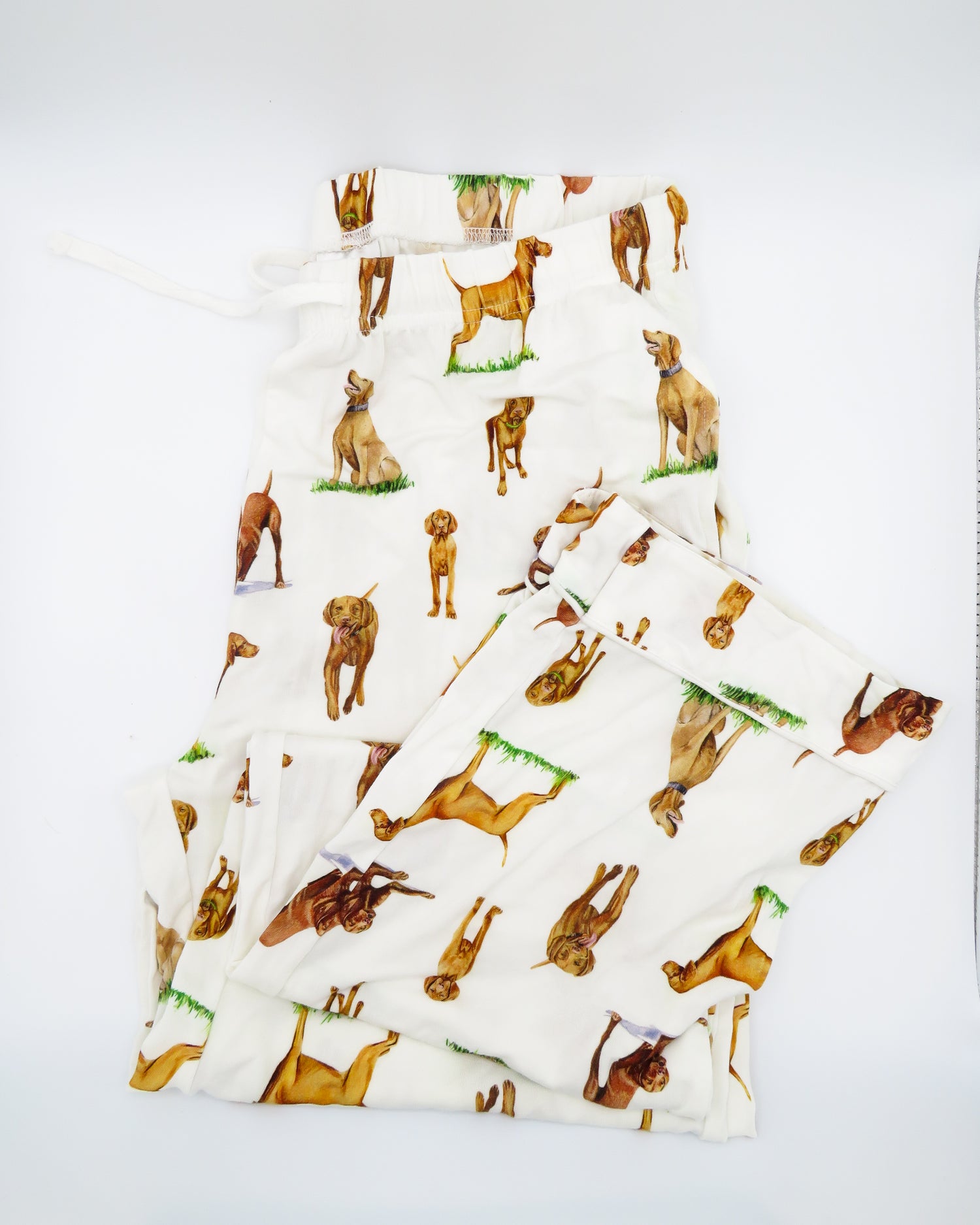 Unisex adult pajama pants with Vizsla dog print, made from breathable fabric for all-night comfort and cozy lounging.