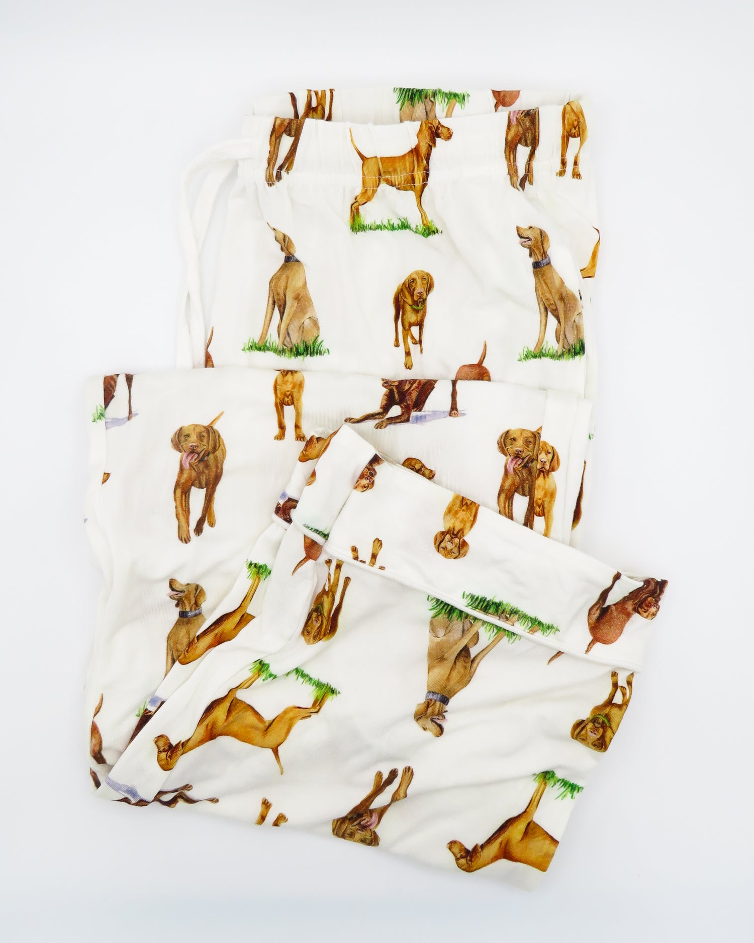 Unisex adult pajama pants with Vizsla dog print, made from breathable fabric for all-night comfort and cozy lounging.