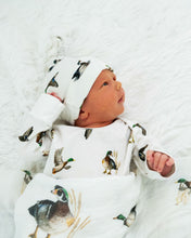 Load image into Gallery viewer, Diving Ducks - Newborn Gown + Hat