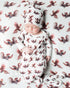 Gamecock print newborn gown and hat set for baby
