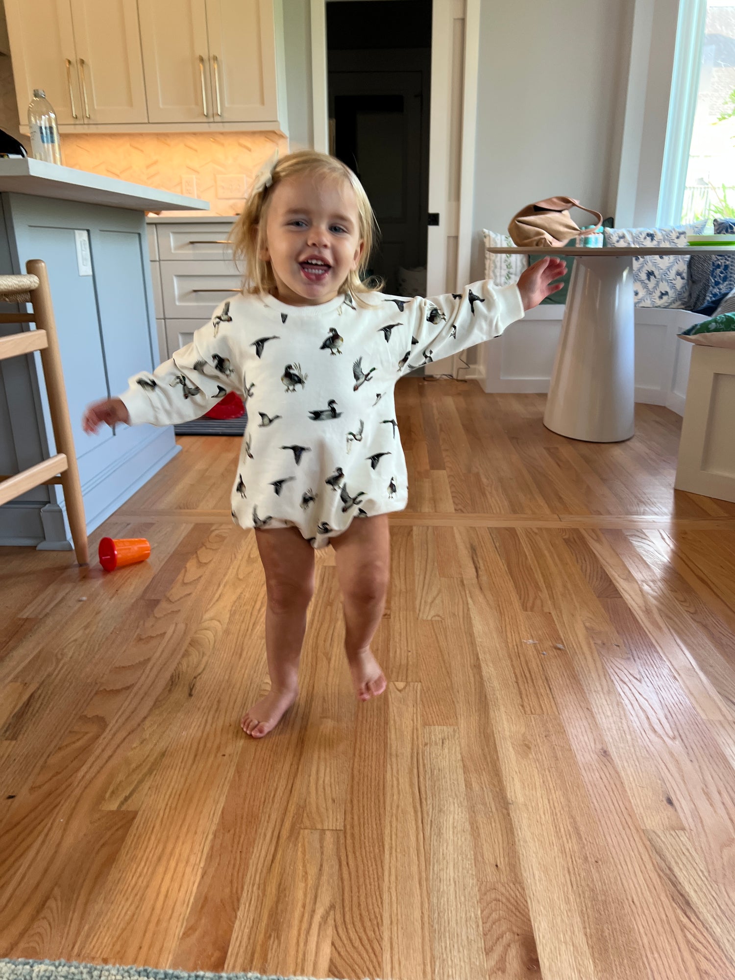 Cute Kids Sweatshirt Romper Made from Soft Cotton - Diving ducks