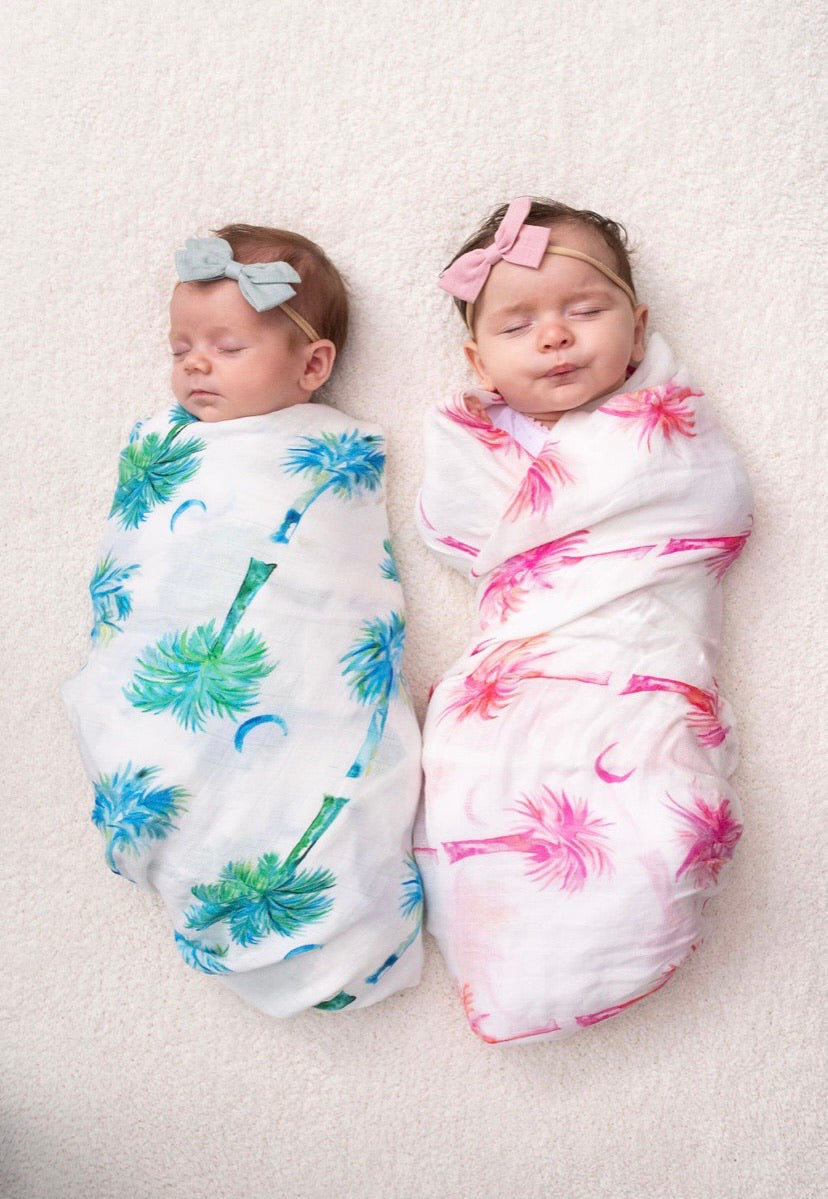 Soft Pink Palmettos Swaddle for babies