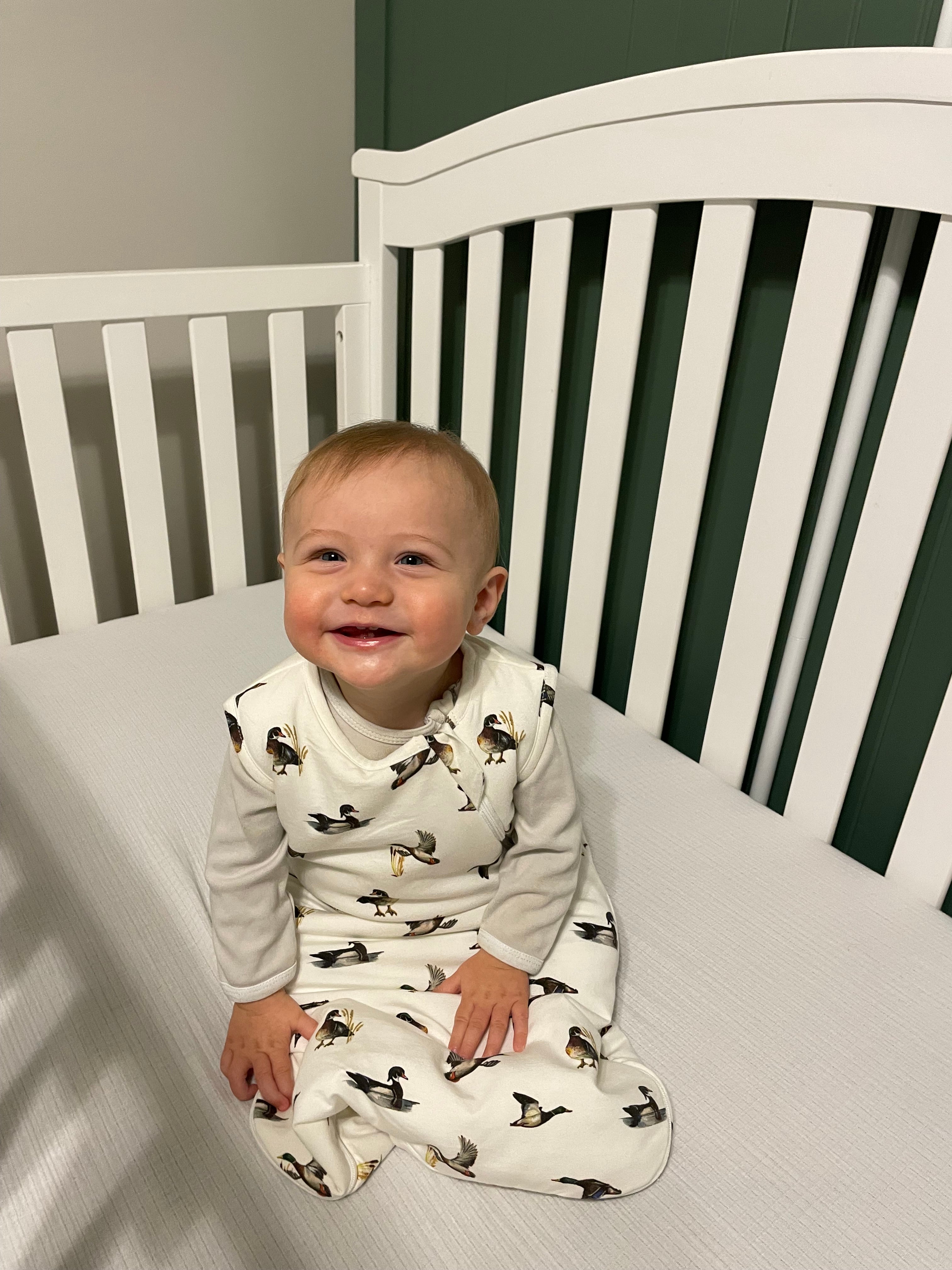Charming duck-themed sleep sacks for babies, offering a delightful touch to bedtime routines