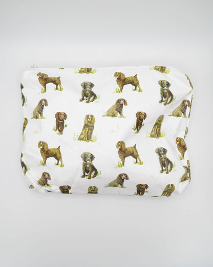 Beaufort Boykins print pouch made from white water-resistant material, ideal for travel or storage.