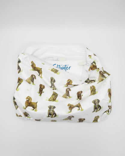 Beaufort Boykins print pouch made from white water-resistant material, ideal for travel or storage.