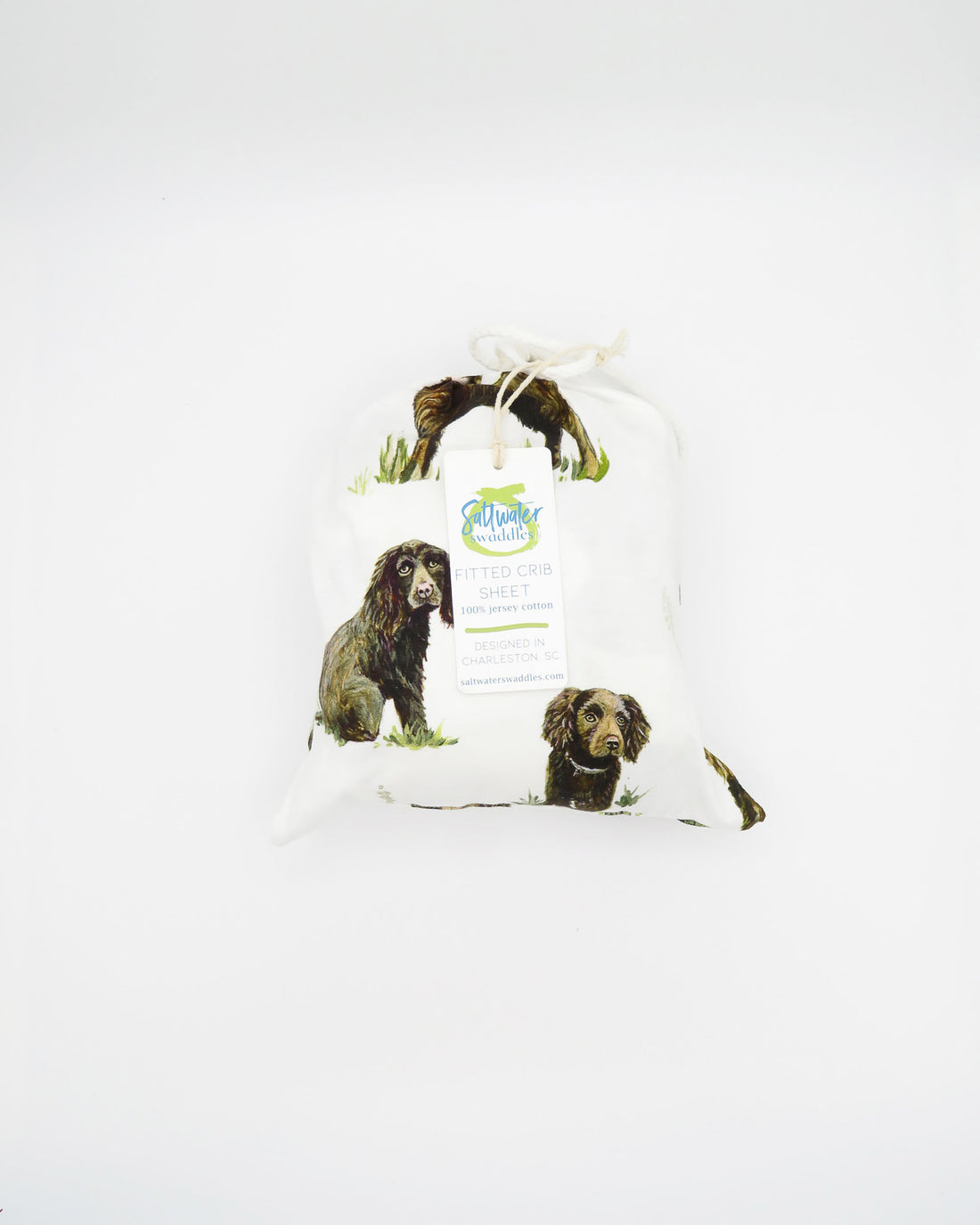 Luxury 100% jersey cotton crib sheet featuring Beaufort Boykins design