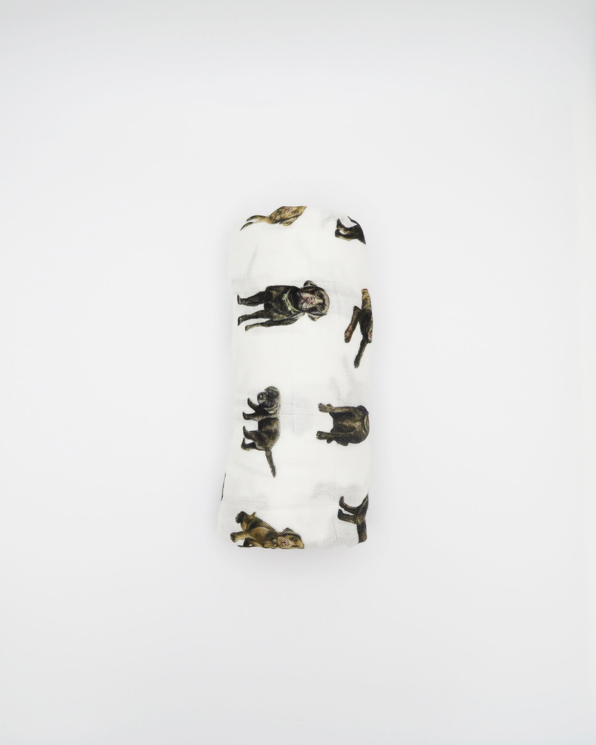 Hand-painted Chocolate Lab print baby swaddle on a soft bamboo and organic cotton fabric