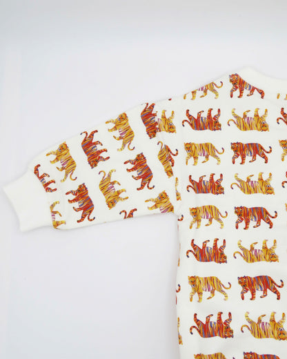 Comfortable Kids Sweatshirt Romper with Easy Tiger Design