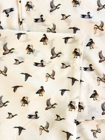 Diving ducks duvet cover. Printed on soft white fabric