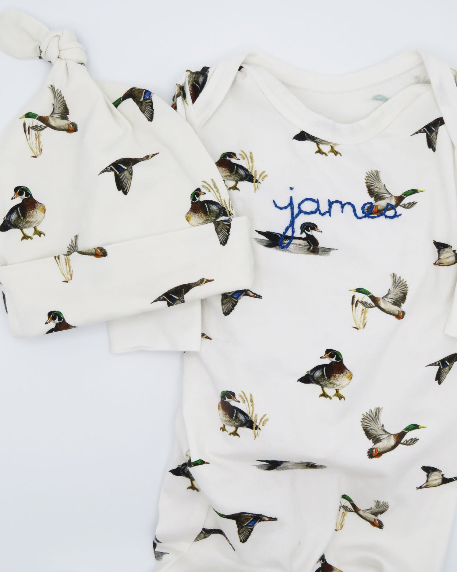 Duck-Themed Newborn Gown and Hat Set for Hospital Bag