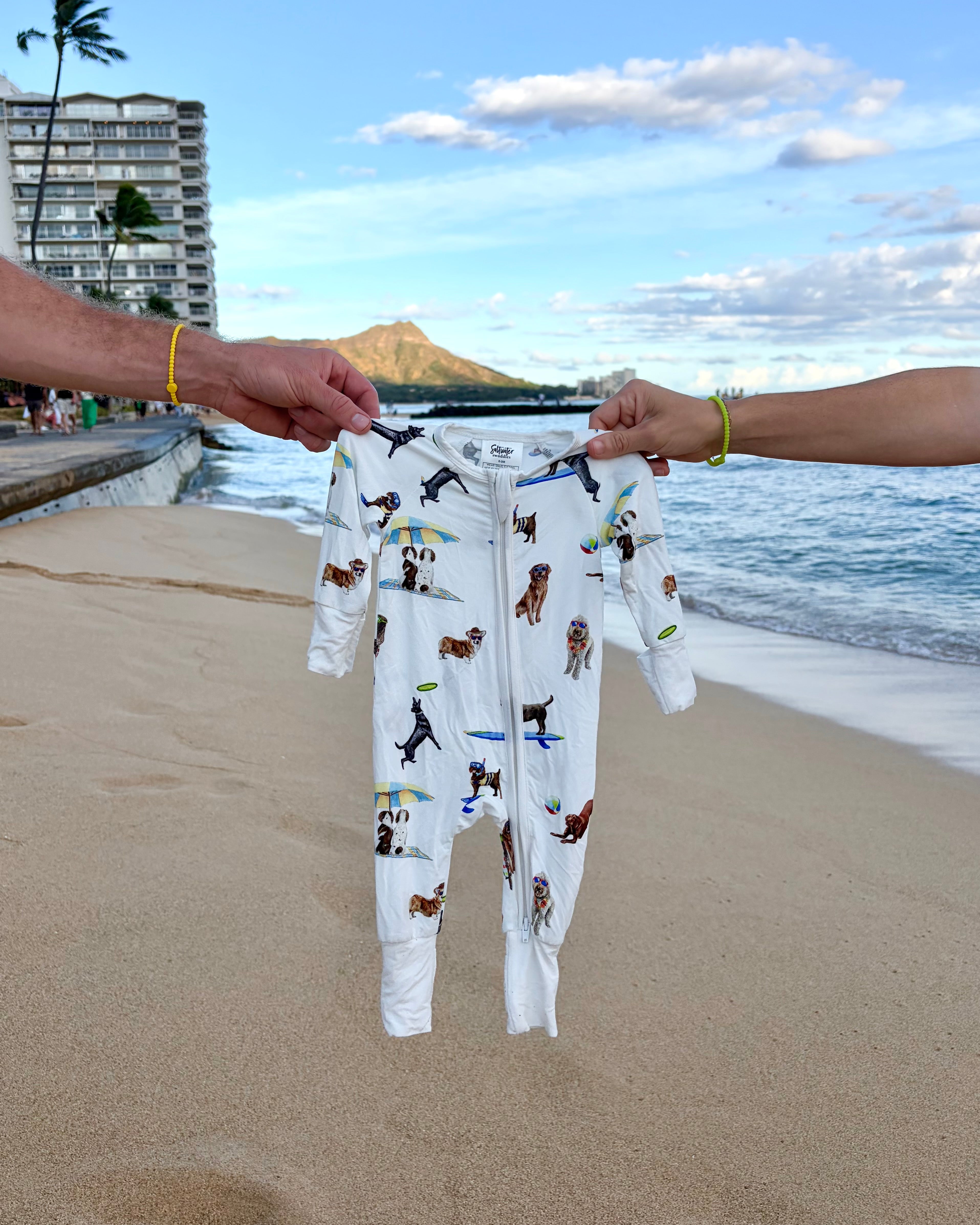 捨七　summer holiday PET Dog Days of Summer Convertible Zip Footies | Comfy & Soft Baby