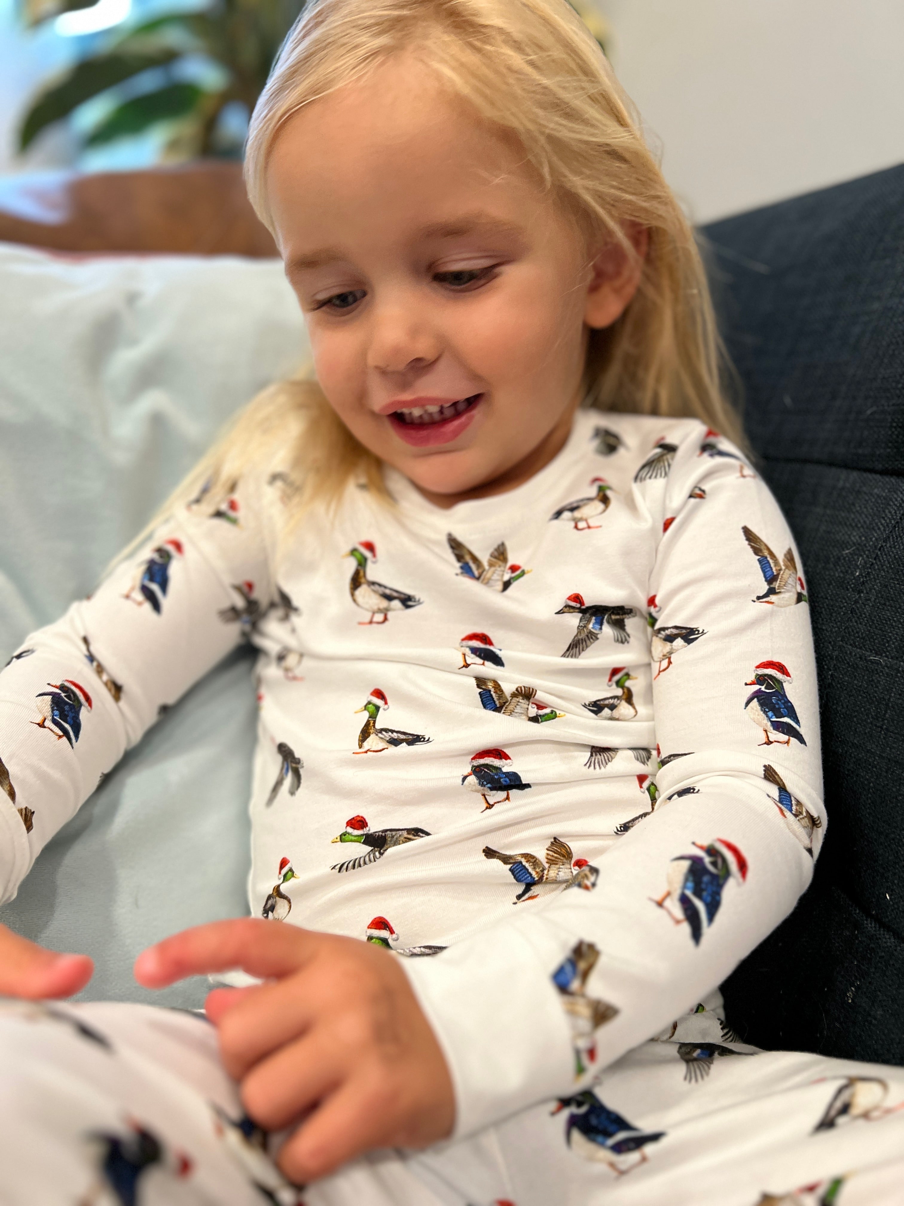 Soft and cozy Duck the Halls Christmas pajamas for kids – festive duck print sleepwear