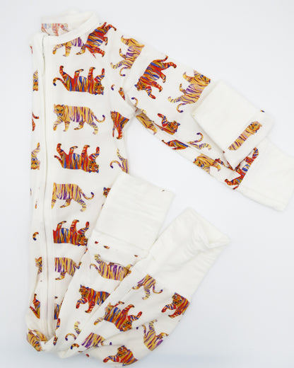 Easy Tiger Convertible Zip Footies in soft bamboo fabric for babies
