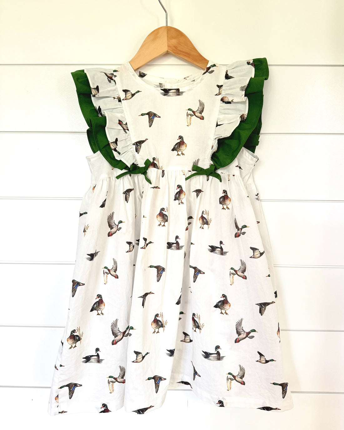 Flutter Sleeve Dress for Kids with Duck Print Design
