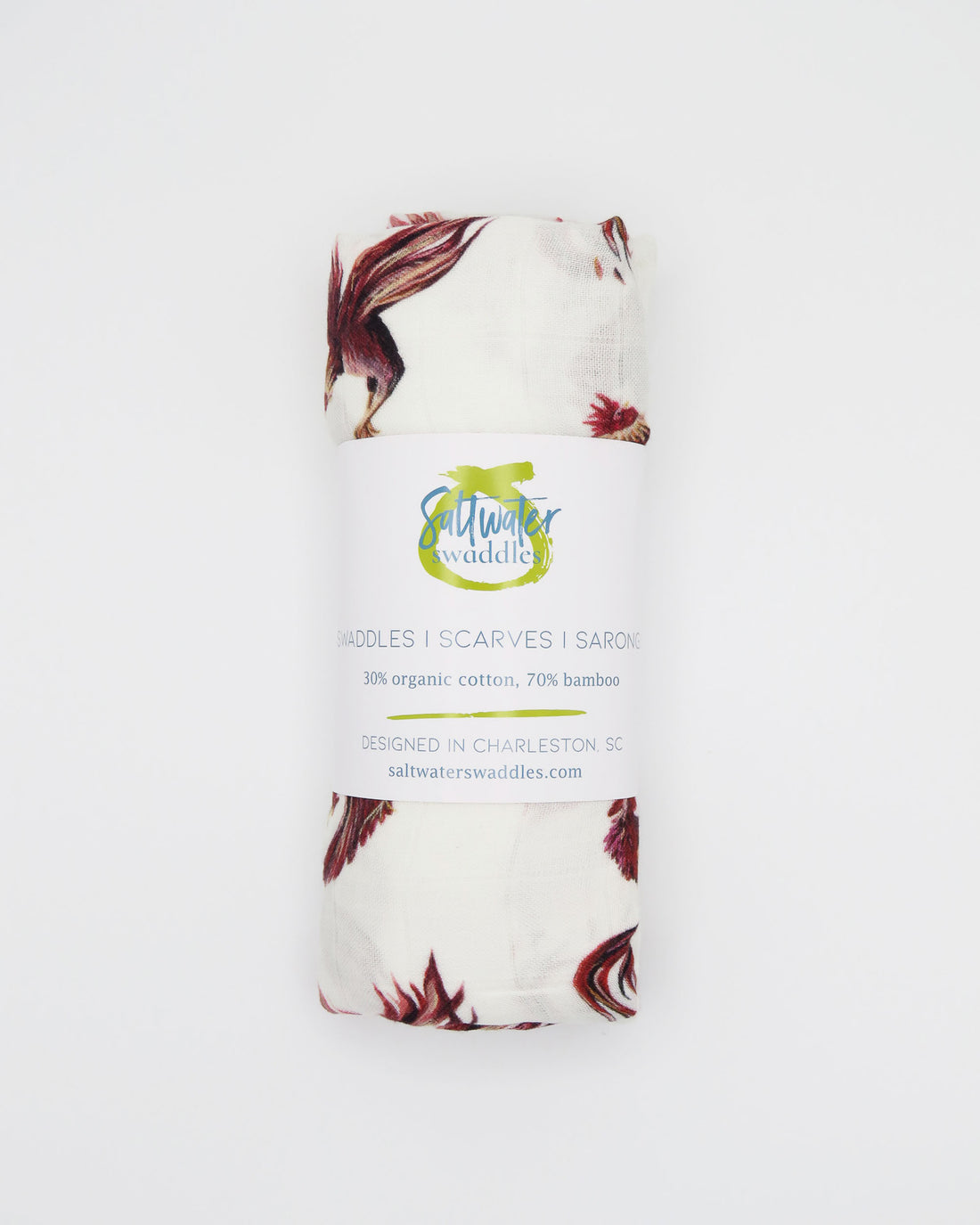 Gamecock print baby swaddle in soft organic cotton
