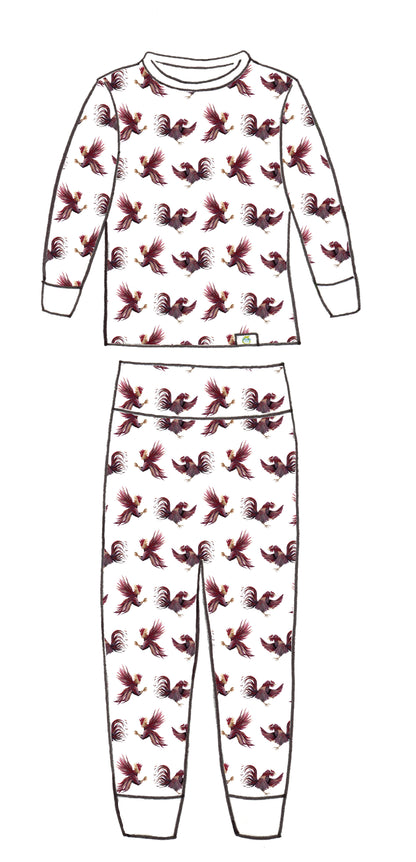 Kids pajamas featuring Gamecock print, ideal for football season and sleepovers