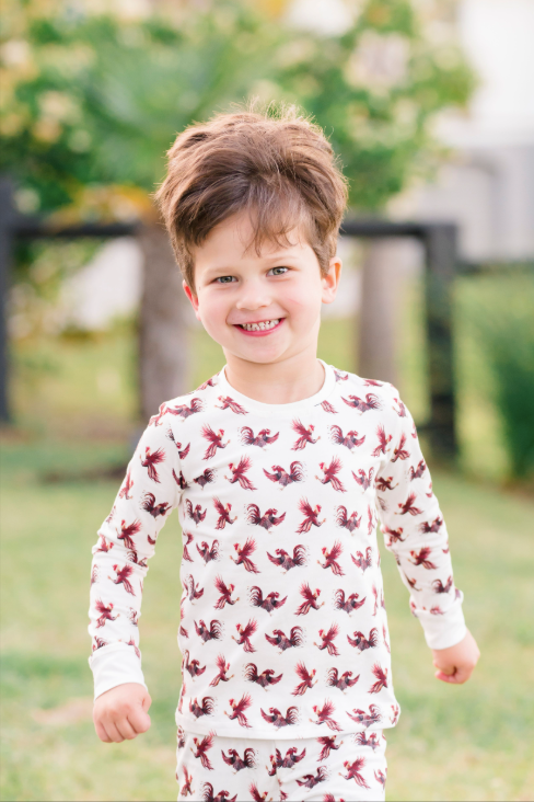 Kids pajamas featuring Gamecock print, ideal for football season and sleepovers