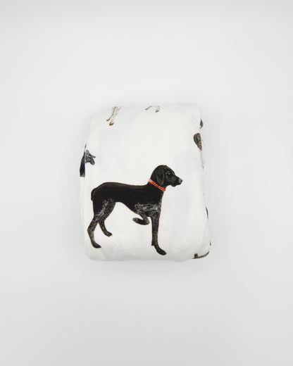 German Shorthaired Pointer print crib sheets featuring a variety of GSP patterns in 100% soft white cotton fabric.