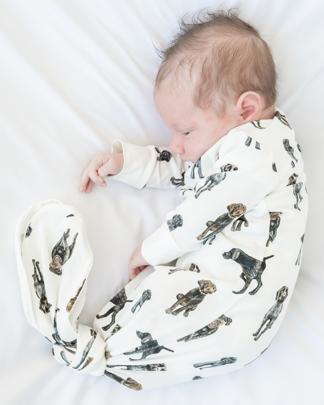 German Wirehaired Pointer print newborn gown and matching hat set for baby boys and girls