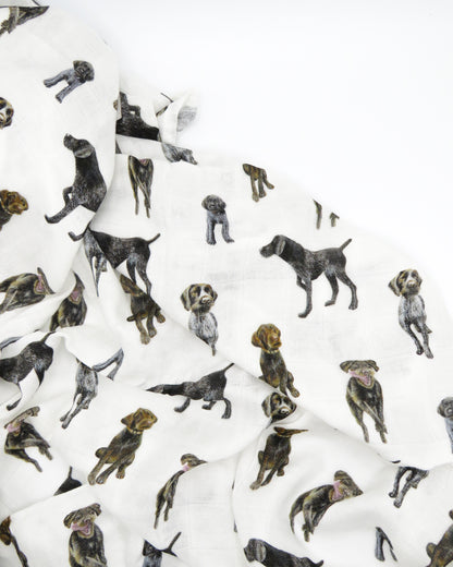 Unisex baby swaddle blanket featuring German Wirehaired Pointers, ideal for newborn comfort and nursery use