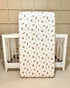 Golden Retriever print crib sheet for baby or toddler beds, printed on soft white fabric.