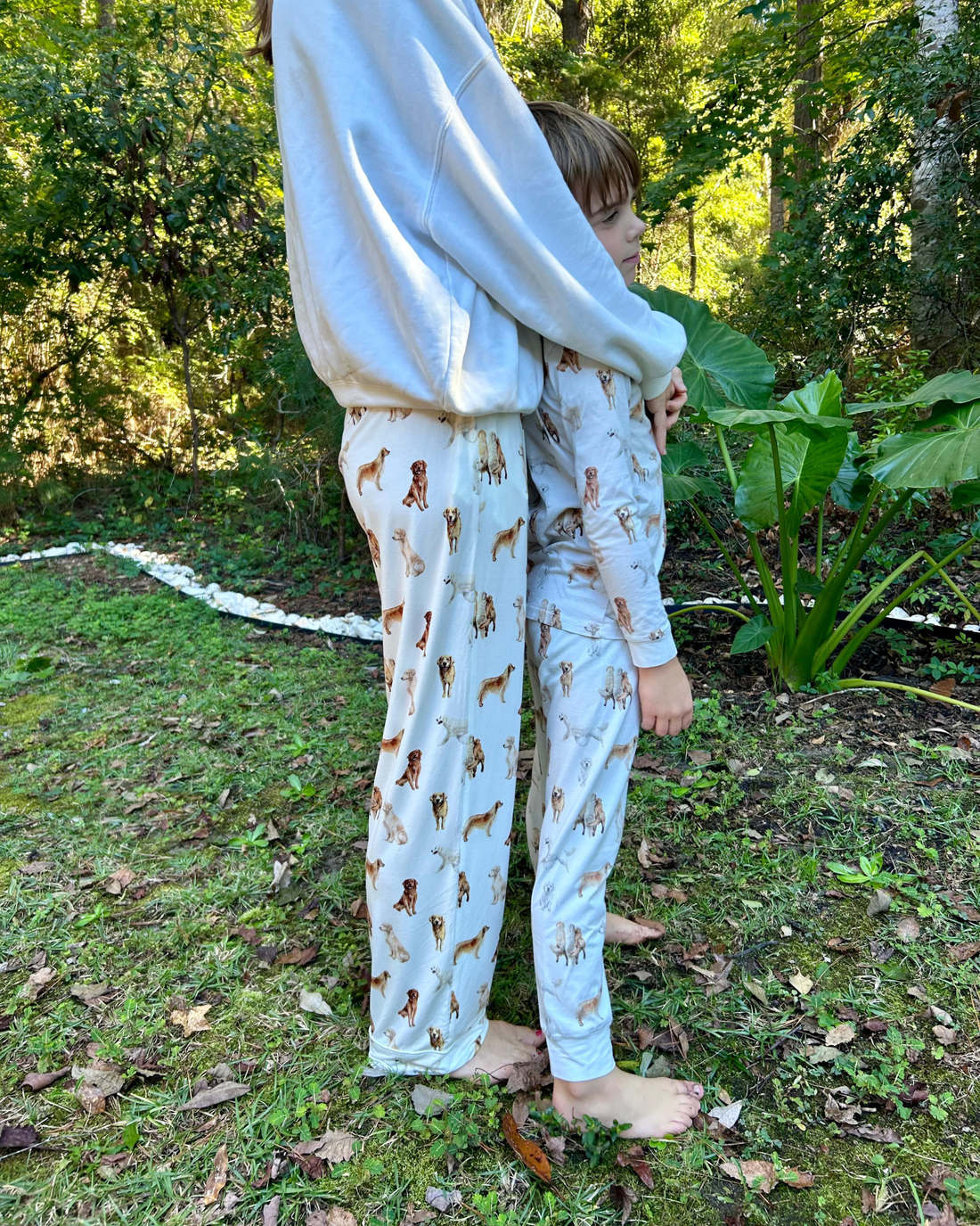 Unisex loungewear pants featuring golden retriever dog pattern perfect for golden dog lovers