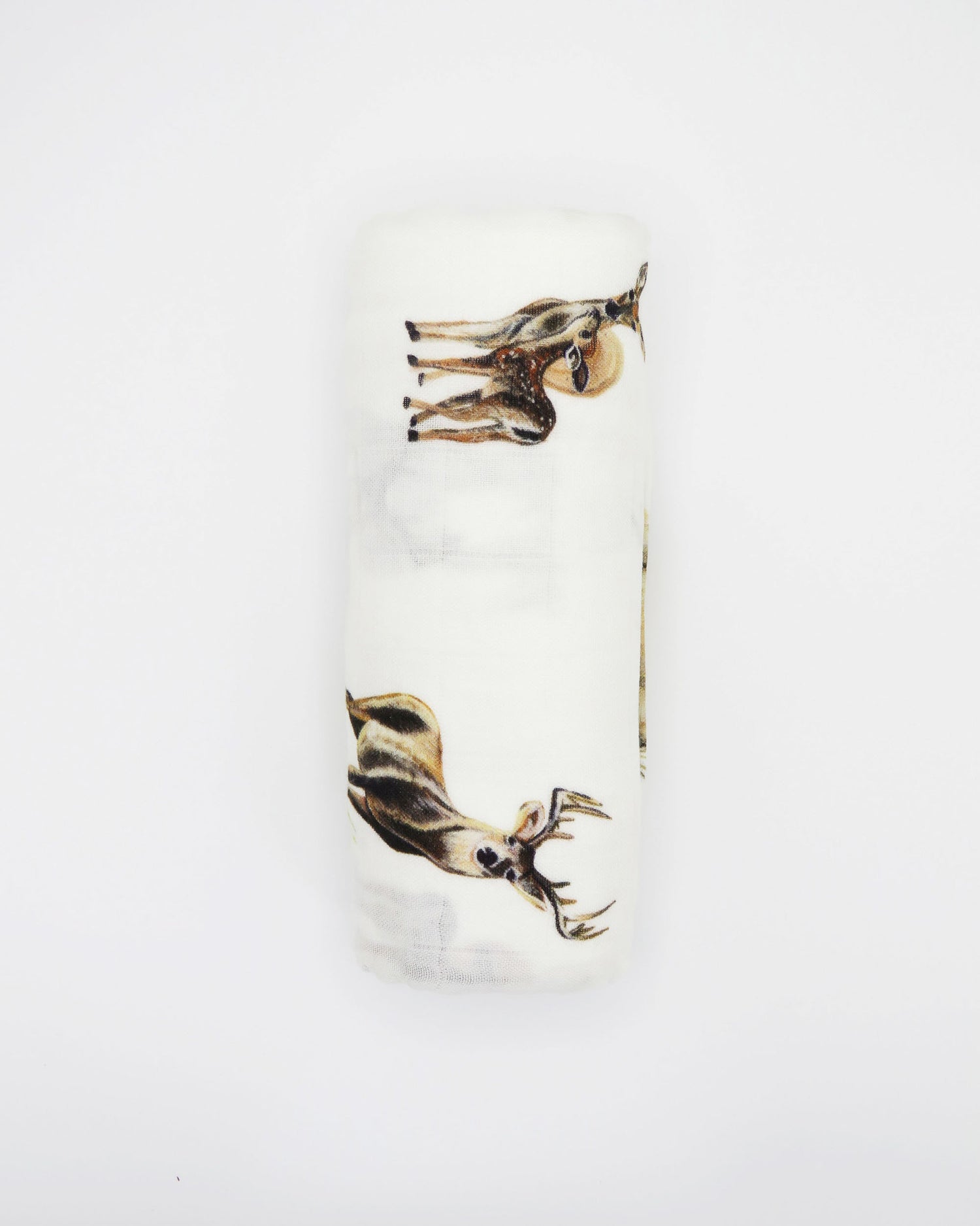 Little Fawn, Big Yawn Deer hand-painted swaddle with bucks, does, and fawn, perfect for your little sportsman or sportswoman, made from soft 30% white organic cotton and 70% bamboo blend.