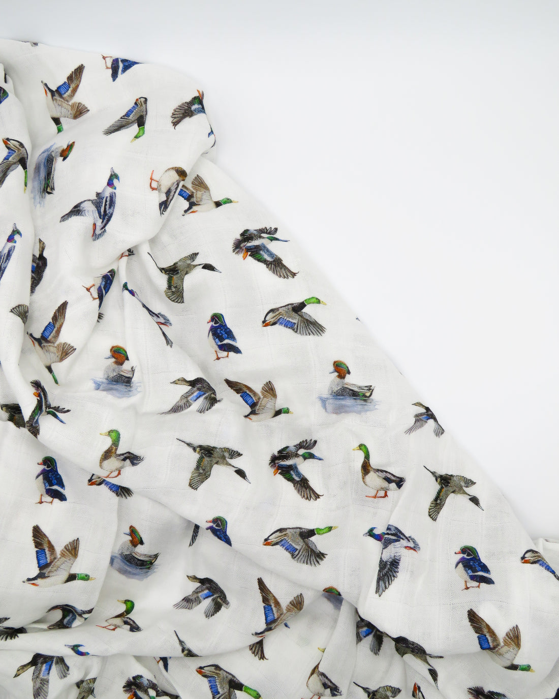 Soft duck print swaddle baby blanket made from breathable fabric. Perfect for first moments and nursery use.
