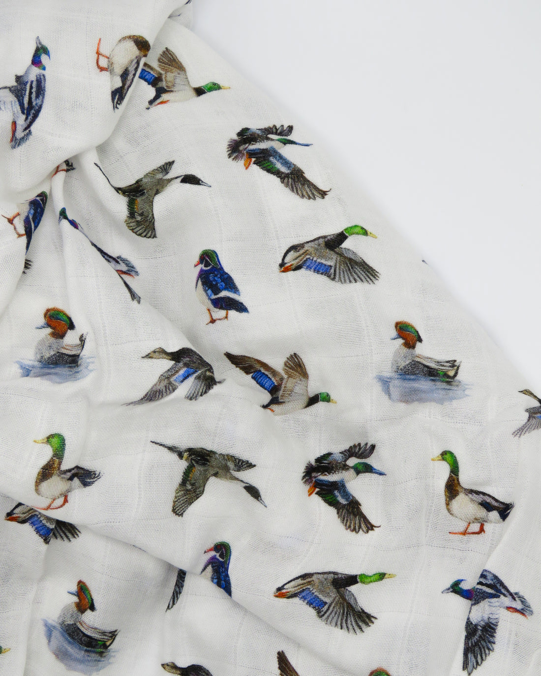 Soft duck print swaddle baby blanket made from breathable fabric. Perfect for first moments and nursery use.