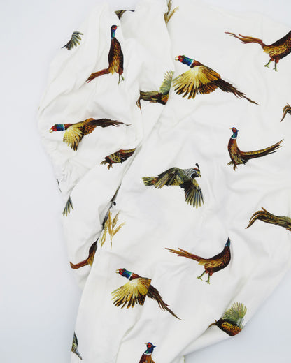 Soft cotton pheasant and quail print crib sheet for nursery
