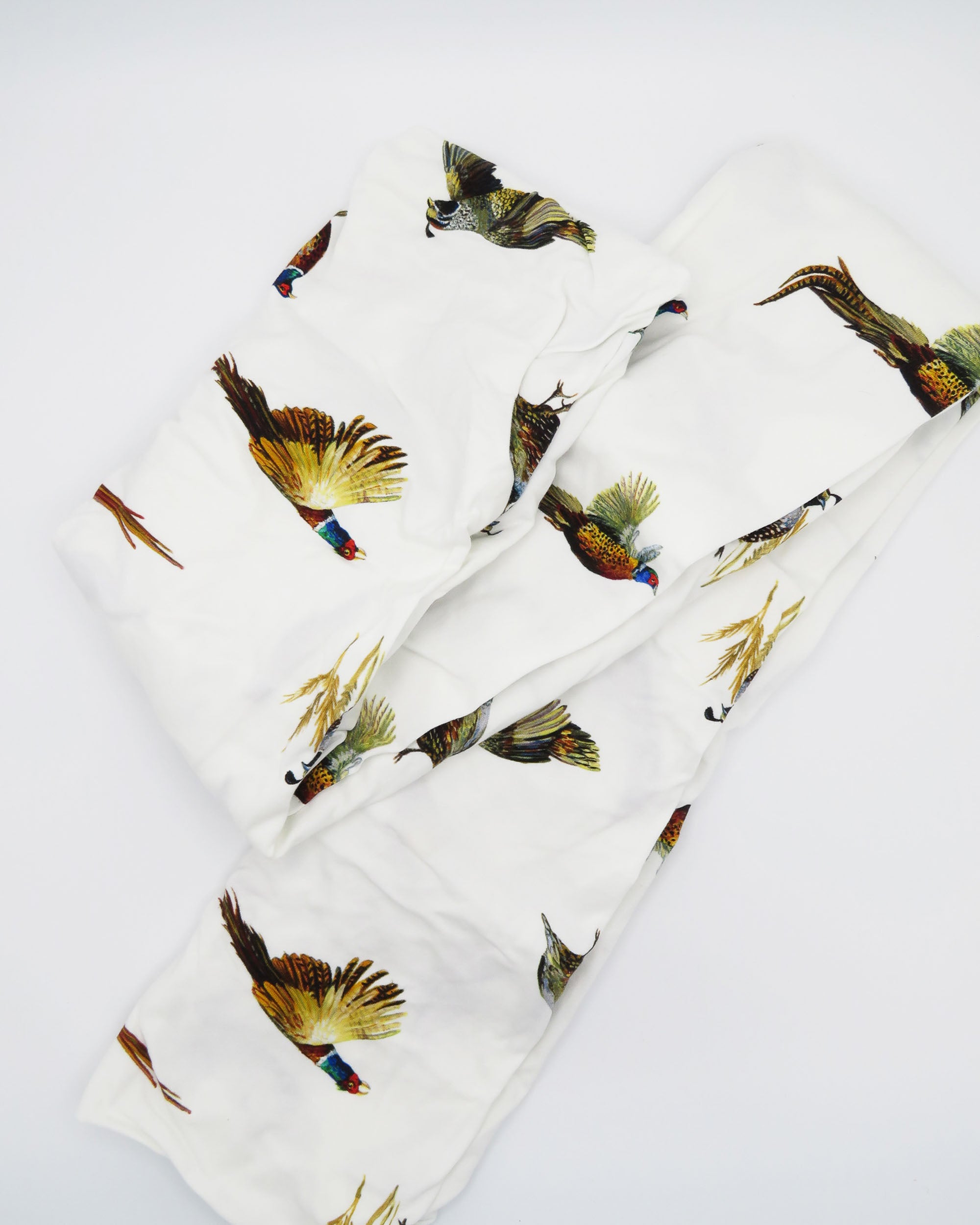 Soft cotton pheasant and quail print crib sheet for nursery