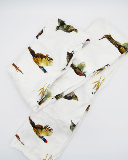 Soft cotton pheasant and quail print crib sheet for nursery