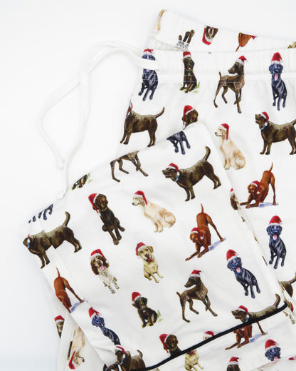 Comfortable and stylish Santa dog pajamas for festive sleepwear or loungewear.