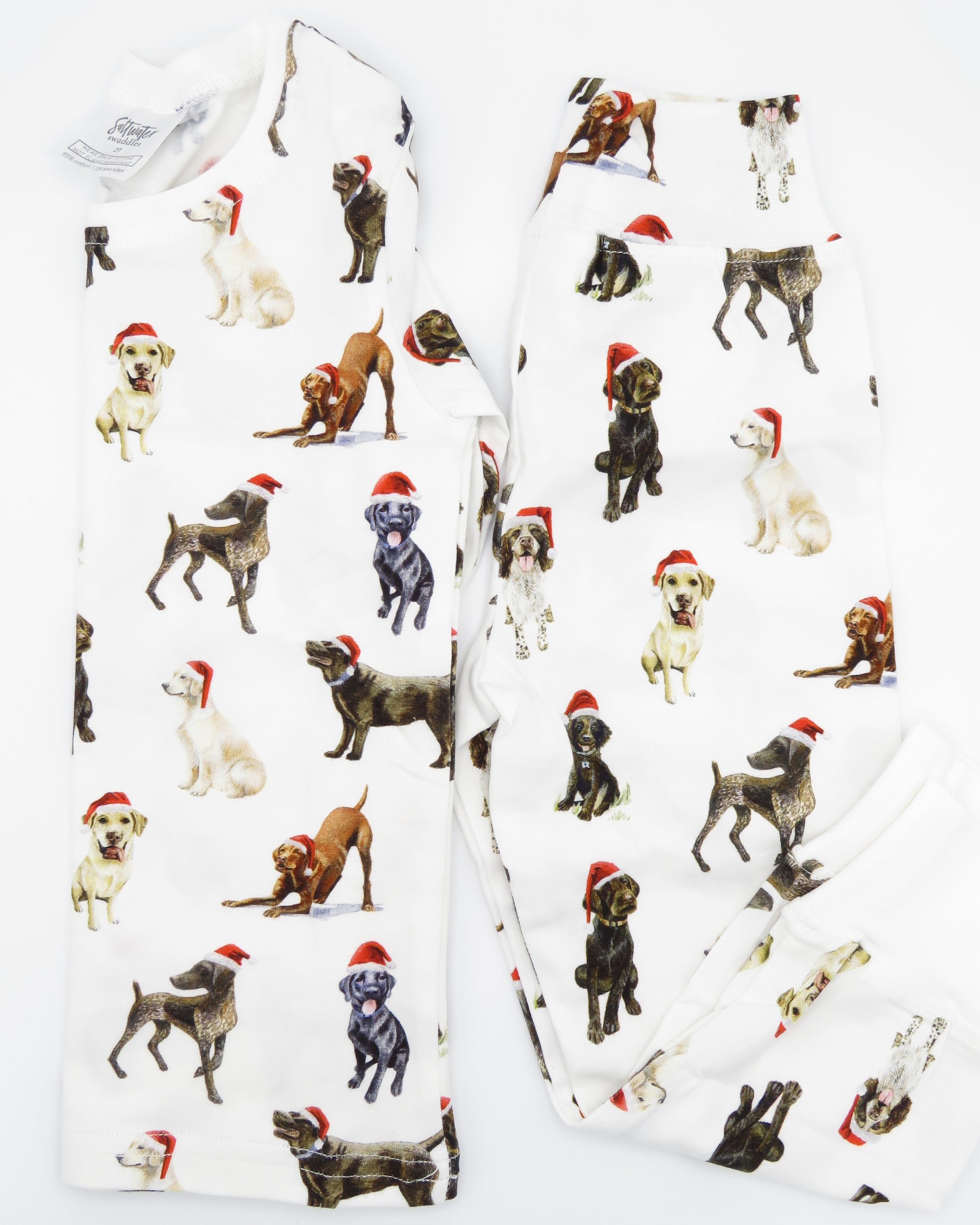 Comfortable and stylish Santa dog pajamas for festive sleepwear or loungewear.