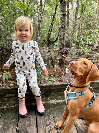 Santa Dogs Kids Pajamas with Vizsla