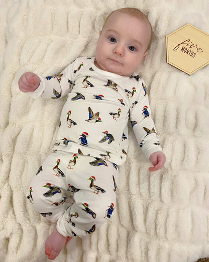 Soft and cozy Duck the Halls Christmas pajamas for kids – festive duck print sleepwear