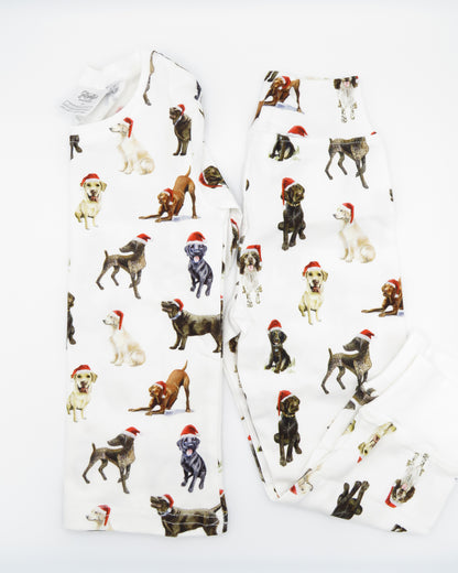 Comfortable and stylish Santa dog pajamas for festive sleepwear or loungewear.