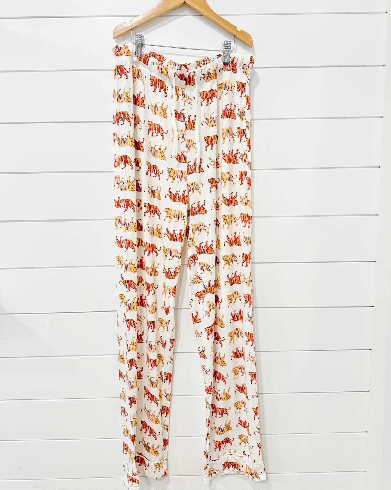 Sleepwear or loungewear - Soft, white, unisex easy tiger print pajama pants for adults