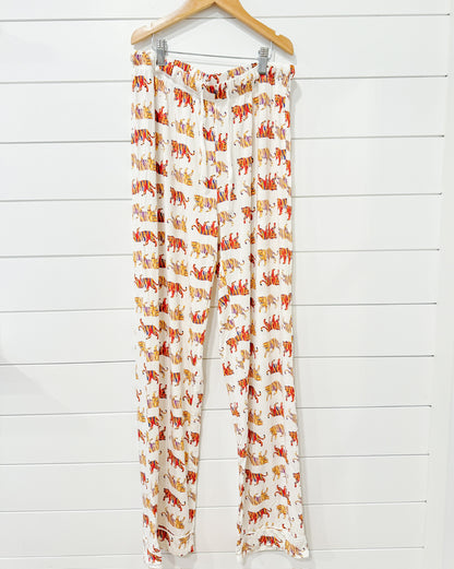 Sleepwear or loungewear - Soft, white, unisex easy tiger print pajama pants for adults