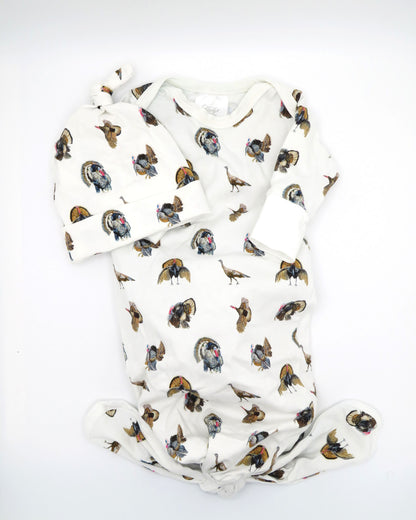 Turkey Trot - Newborn Gown + Hat