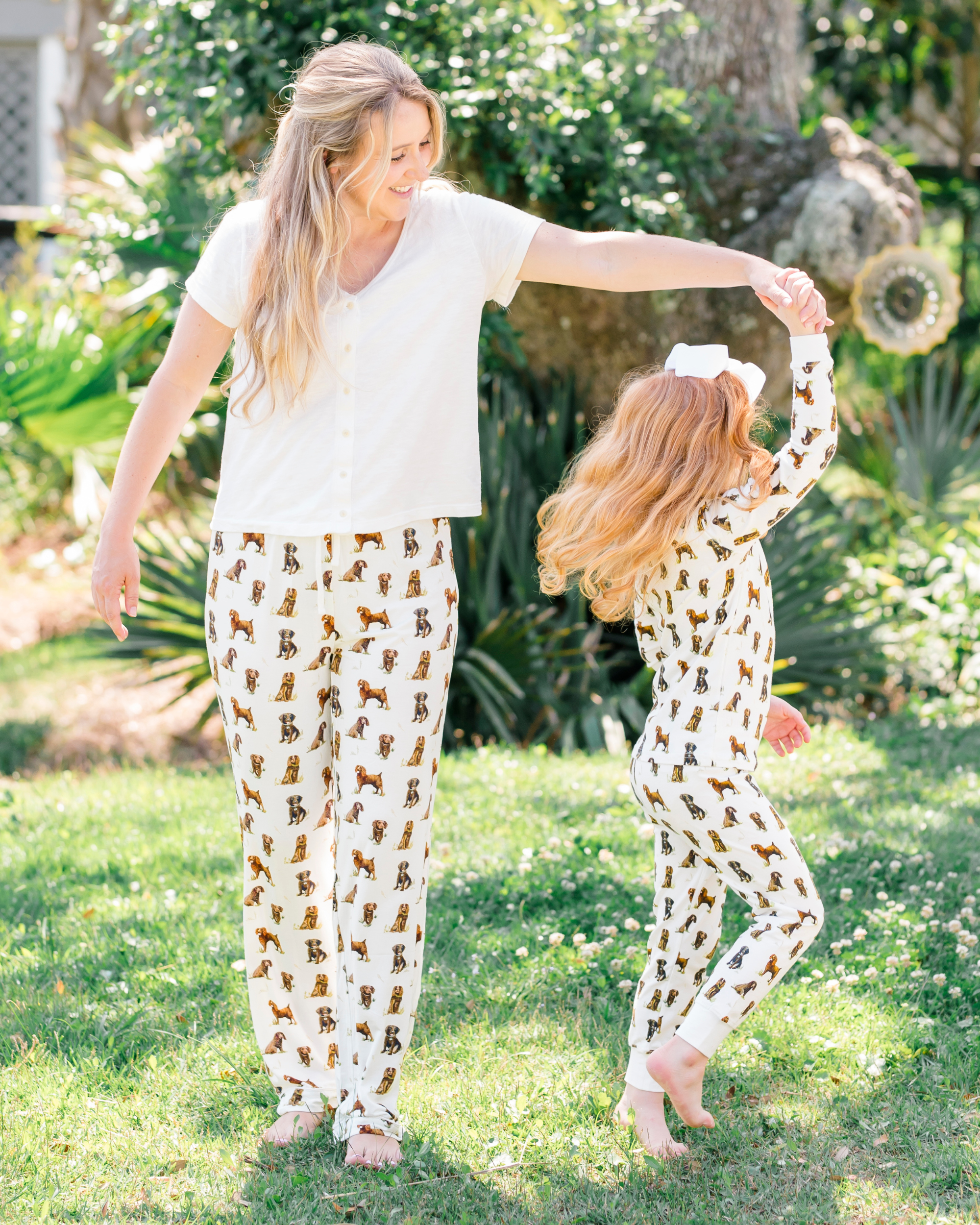 Beaufort Boykins unisex adult pajama pants printed on soft white fabric, made from a soft bamboo/spandex blend—perfect for sleepwear or loungewear.